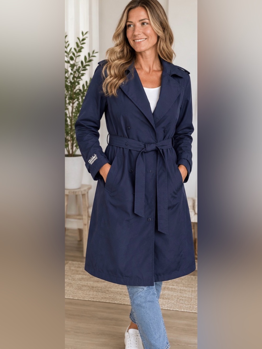 22” ptp Gortex Women's Blue Belted Trench Coat gortex